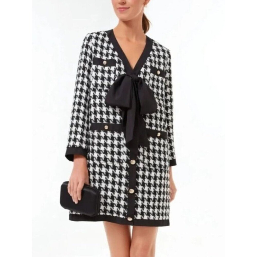Pomander Place Coco Dress Tweed Bow Sz M NWOT Elegant Preppy